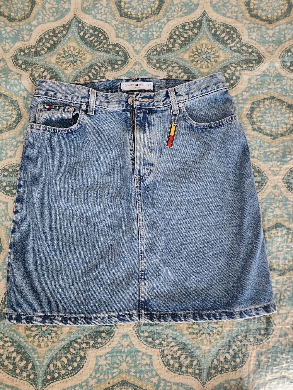 Vintage Y2k Tommy Hilfiger Blue Denim Mini Skirt - 12 - Picture 1 of 6